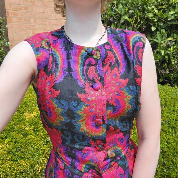 ❝ Countess vintage 60s silk mutlicolor mini dress ✿˖⋯ ❞ - Picture 3 of 7